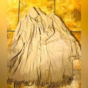 Elegant Tan Fringe Cape for Women